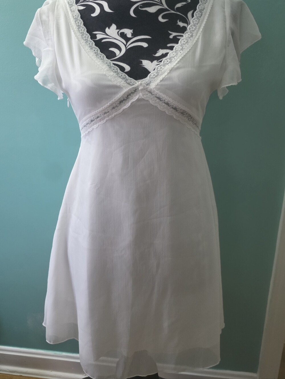 Women's White Lace Trim Dress